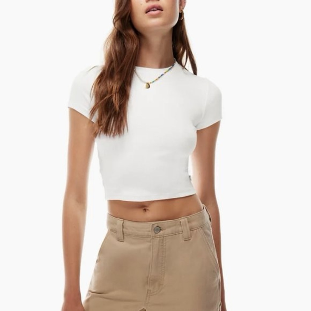 aritzia tna ribbed baby tee